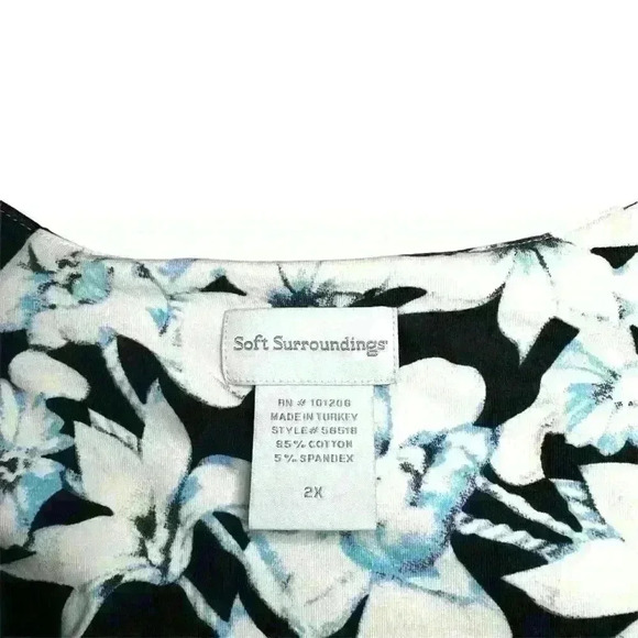 Soft Surroundings Faux Wrap Long Sleeve Surplice Knit Floral Dress 2X - Picture 8 of 8